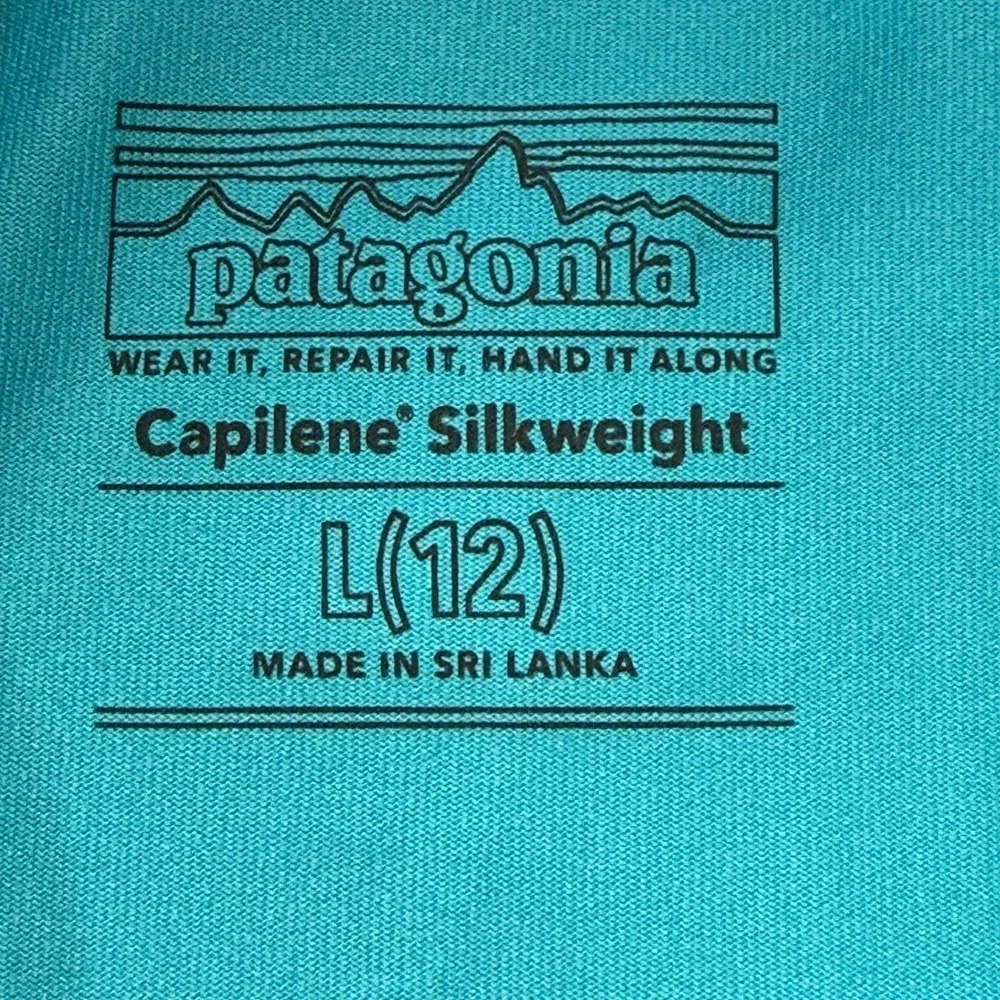 Patagonia Kids Capilene Silkweight Graphic Tee Large 12 Blue Waves 62380